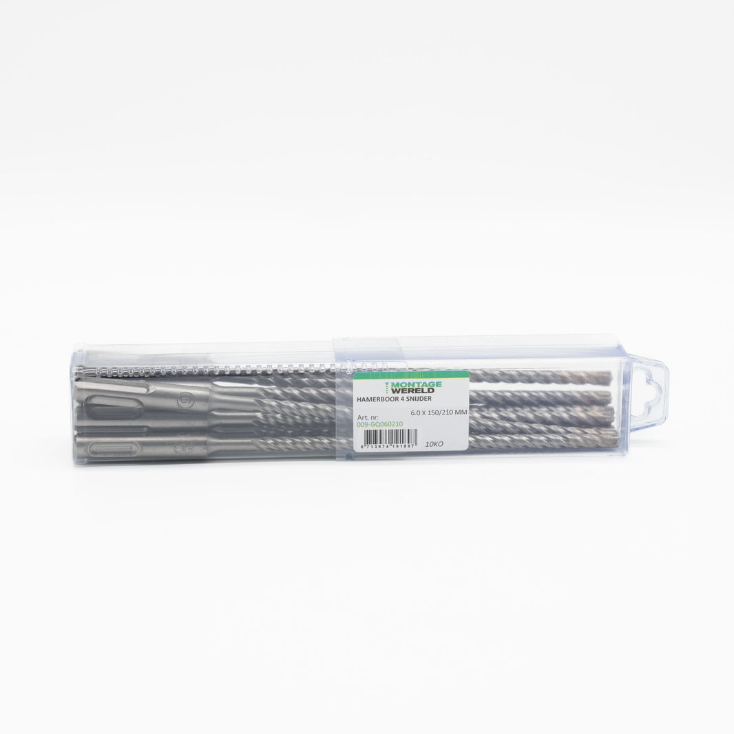 4-snijder 6.0x150/210mm Uni SDS Plus Premium PGM auto soldering Hamerboor Betonboor