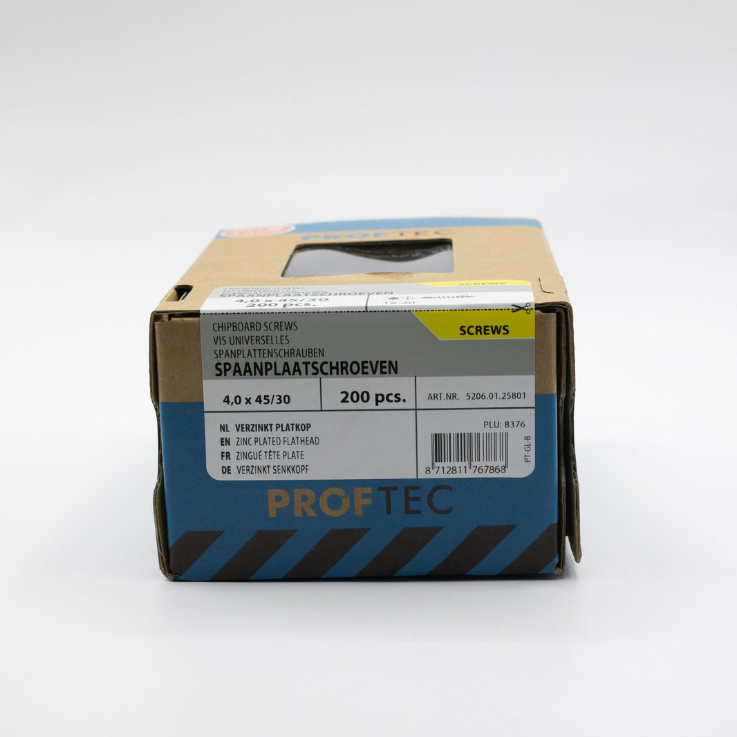 Proftec 4.0x45/30mm TORX spaanplaatschroeven verzinkt 200st
