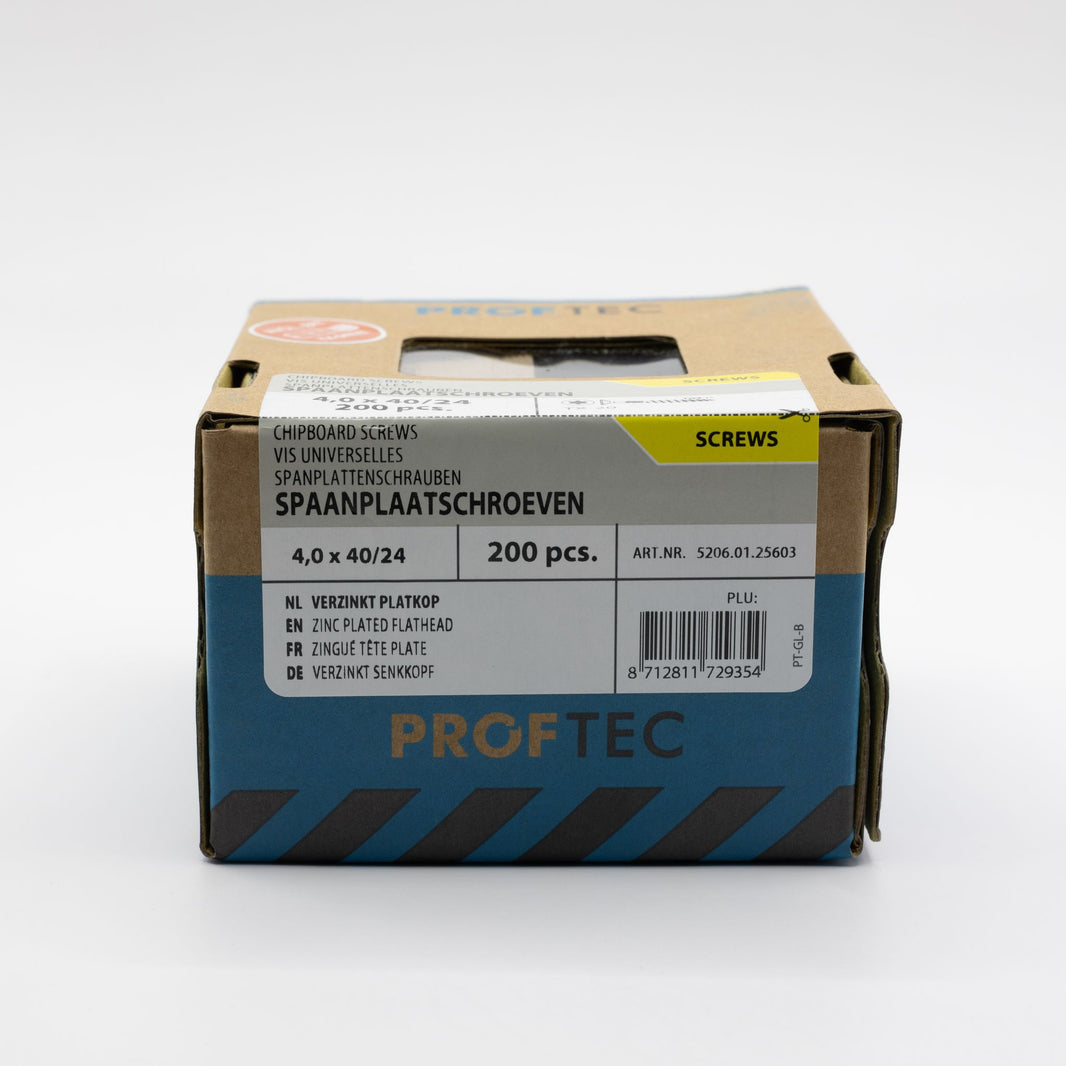 Proftec 4.0x40/24mm TORX spaanplaatschroeven verzinkt 200st