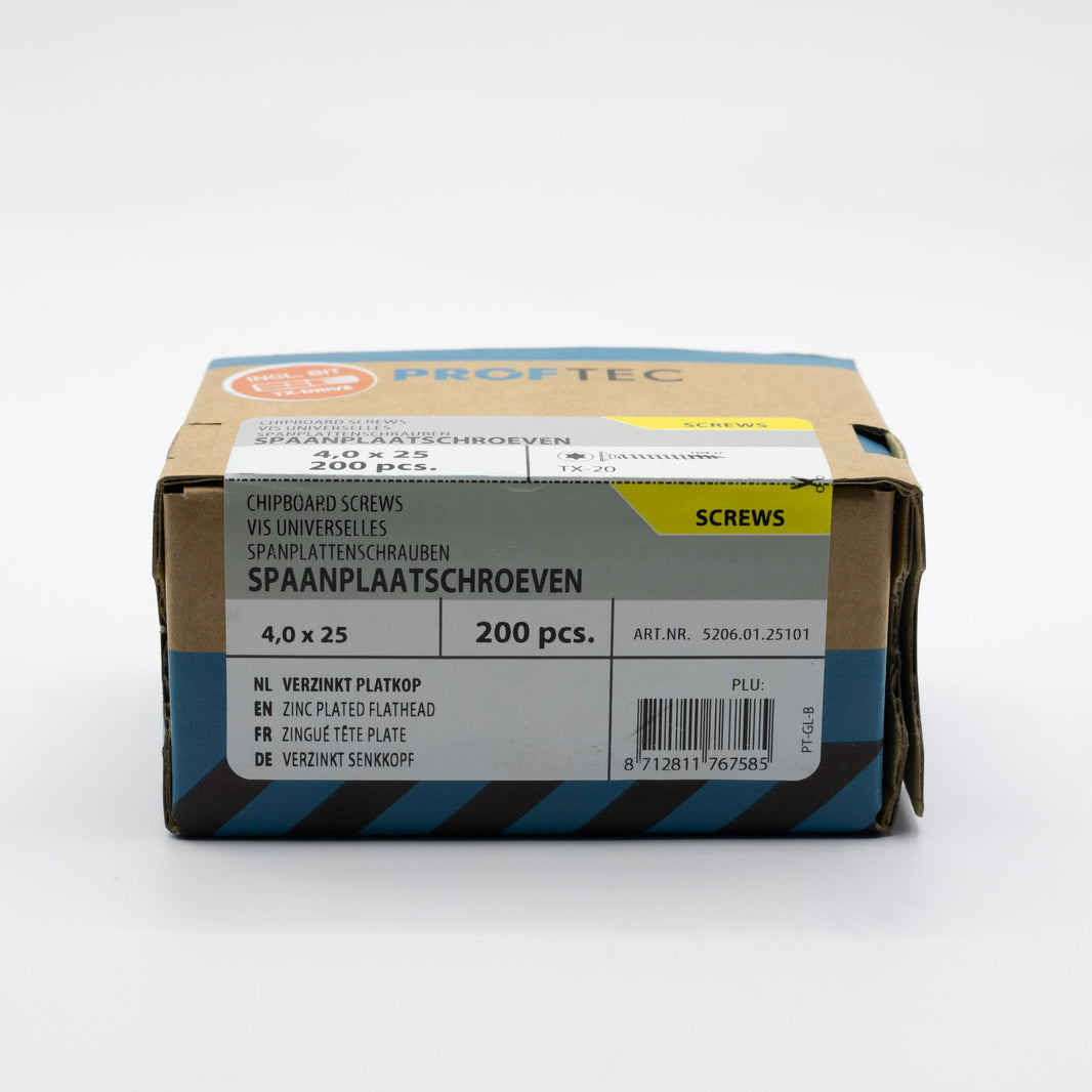 Proftec 4.0x25mm TORX spaanplaatschroeven verzinkt 200st