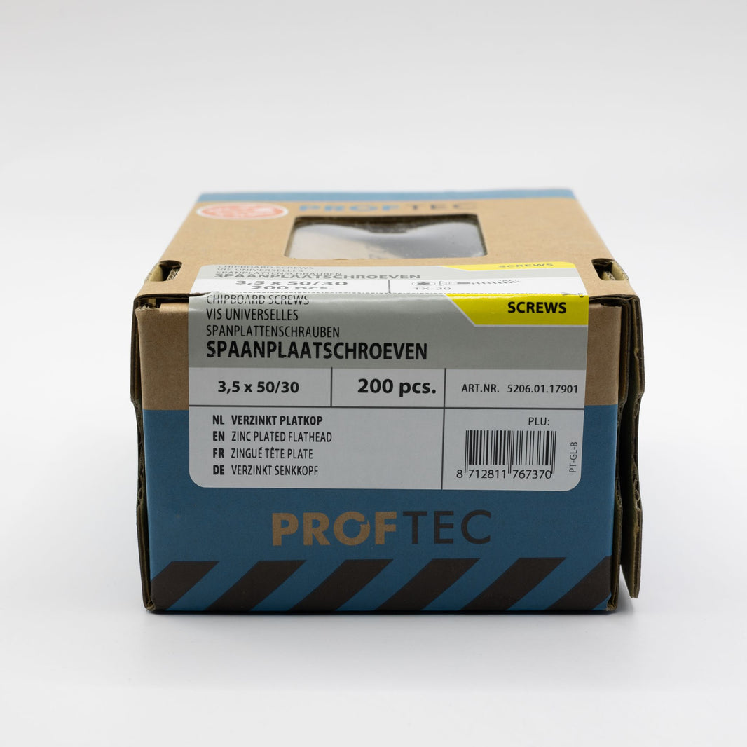 Proftec 3.5x50/30mm TORX spaanplaatschroeven verzinkt 200st