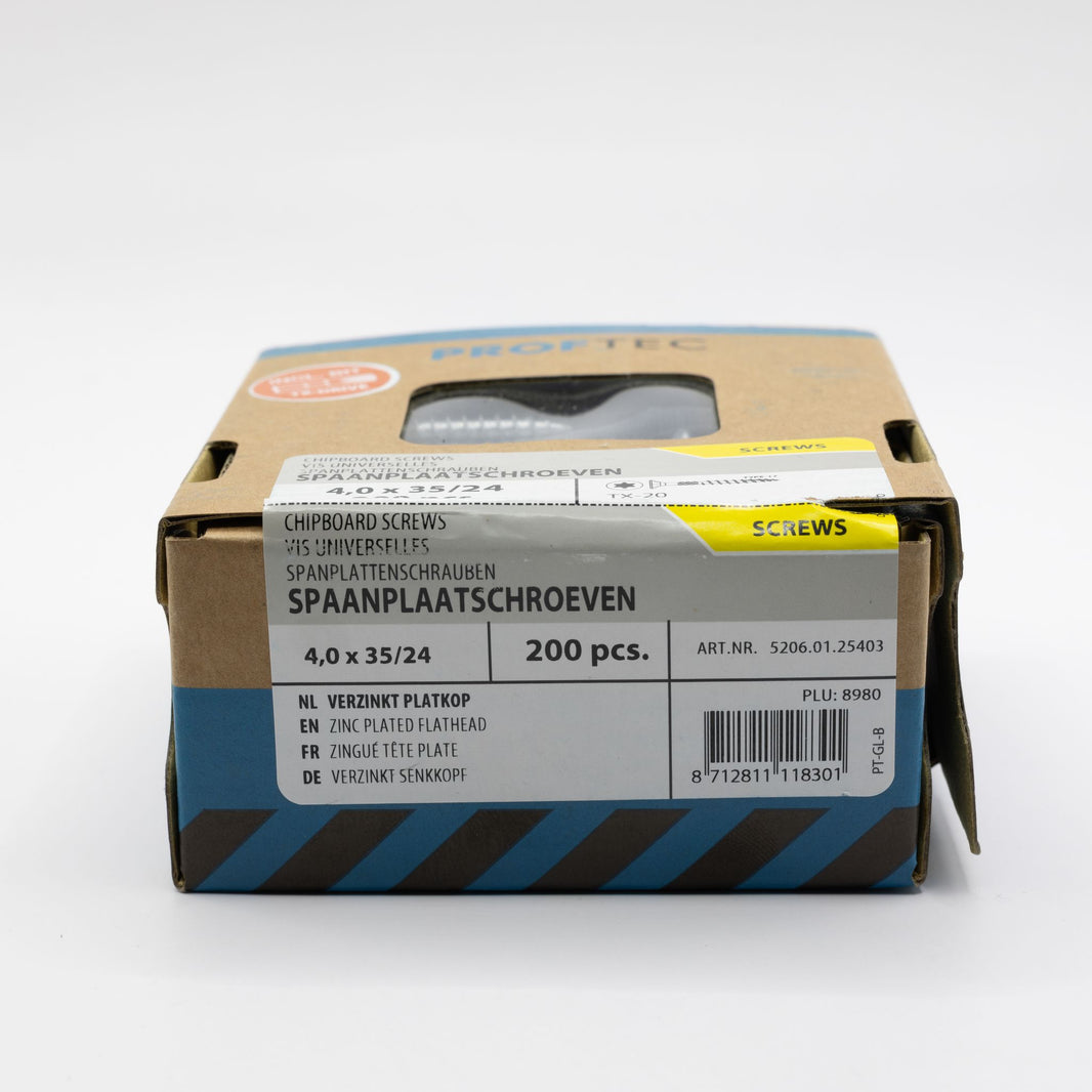 Proftec 4.0x35/24mm TORX spaanplaatschroeven verzinkt 200st
