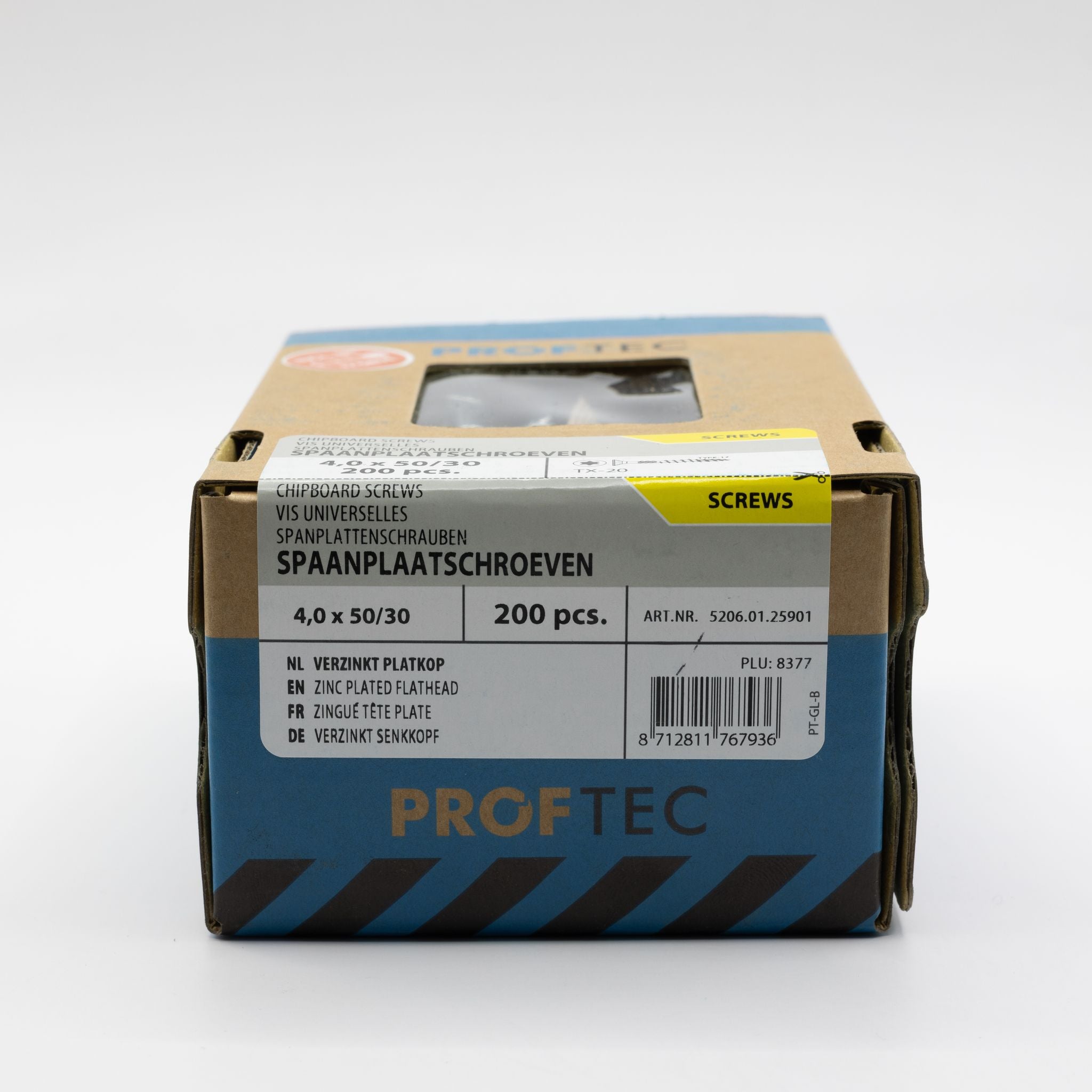 Proftec 4.0x50/30mm TORX spaanplaatschroeven verzinkt 200st
