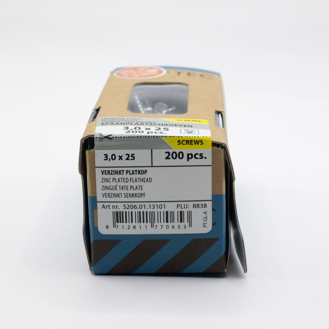 Proftec 3.0x25mm TORX spaanplaatschroeven verzinkt 200st