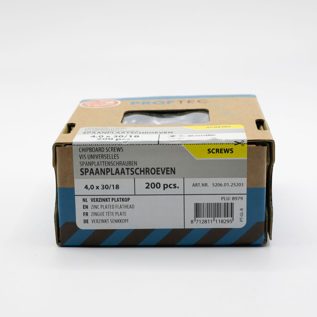 Proftec 4.0x30/18mm TORX spaanplaatschroeven verzinkt 200st