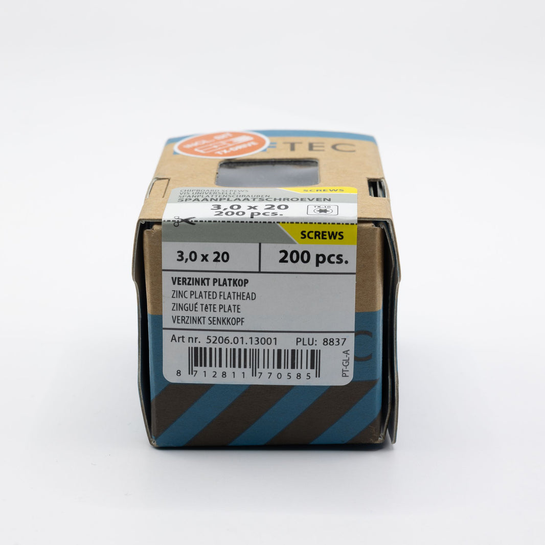 Proftec 3.0x20mm TORX spaanplaatschroeven verzinkt 200st