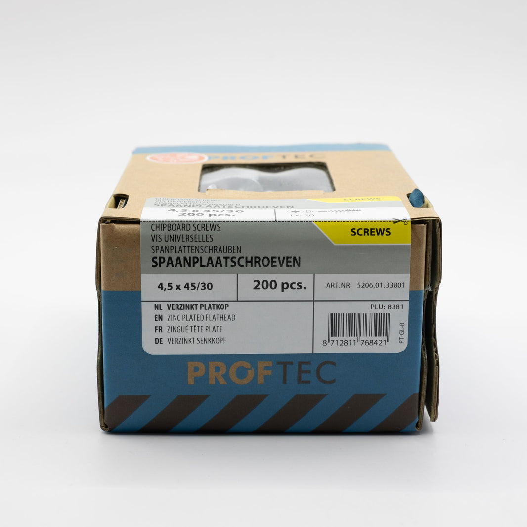 Proftec 4.5x45/30mm TORX spaanplaatschroeven verzinkt 200st