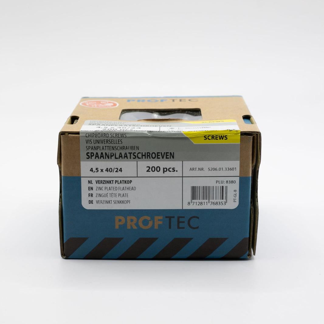 Proftec 4.5x40/24mm TORX spaanplaatschroeven verzinkt 200st