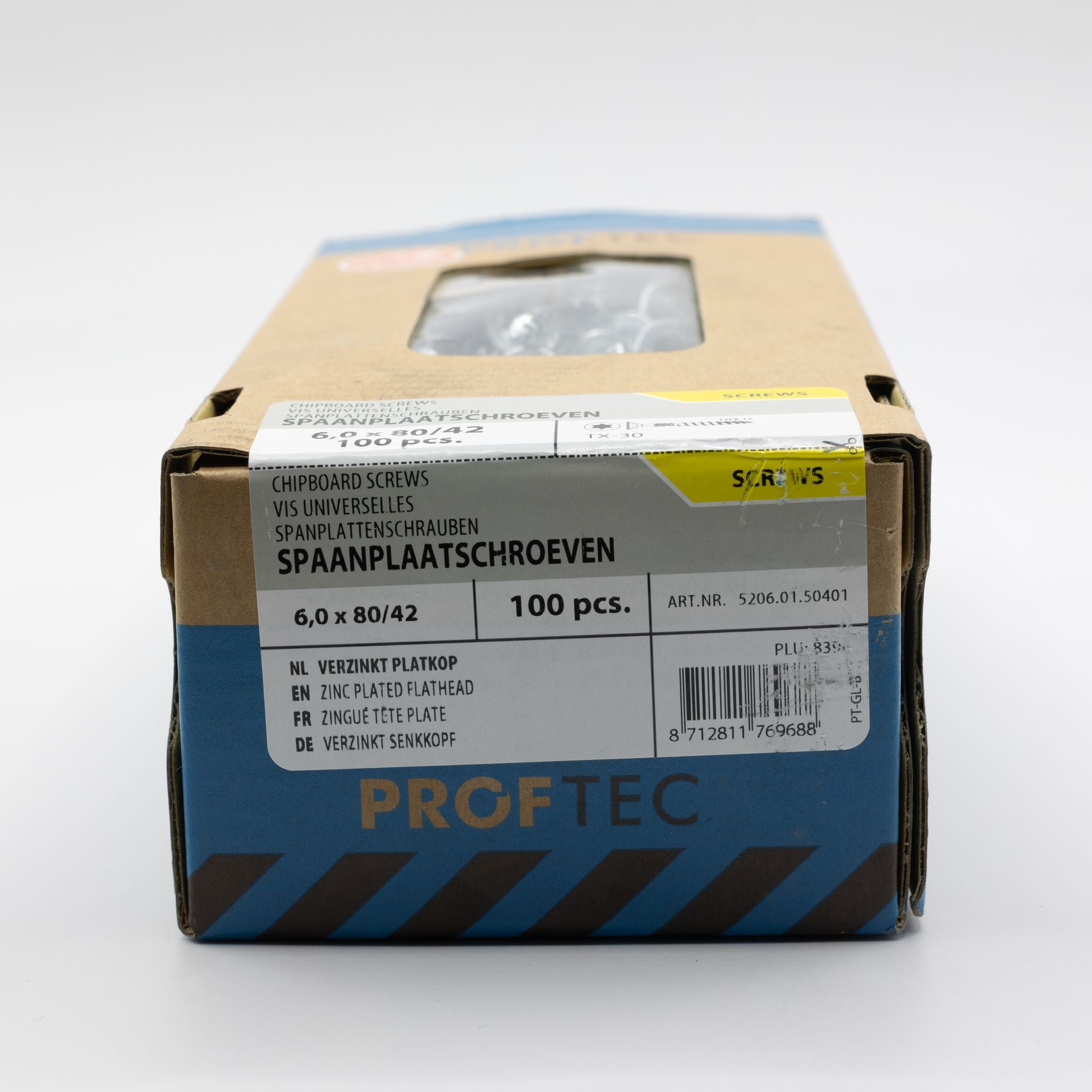Proftec 6.0x80/42mm TORX spaanplaatschroeven verzinkt 100st