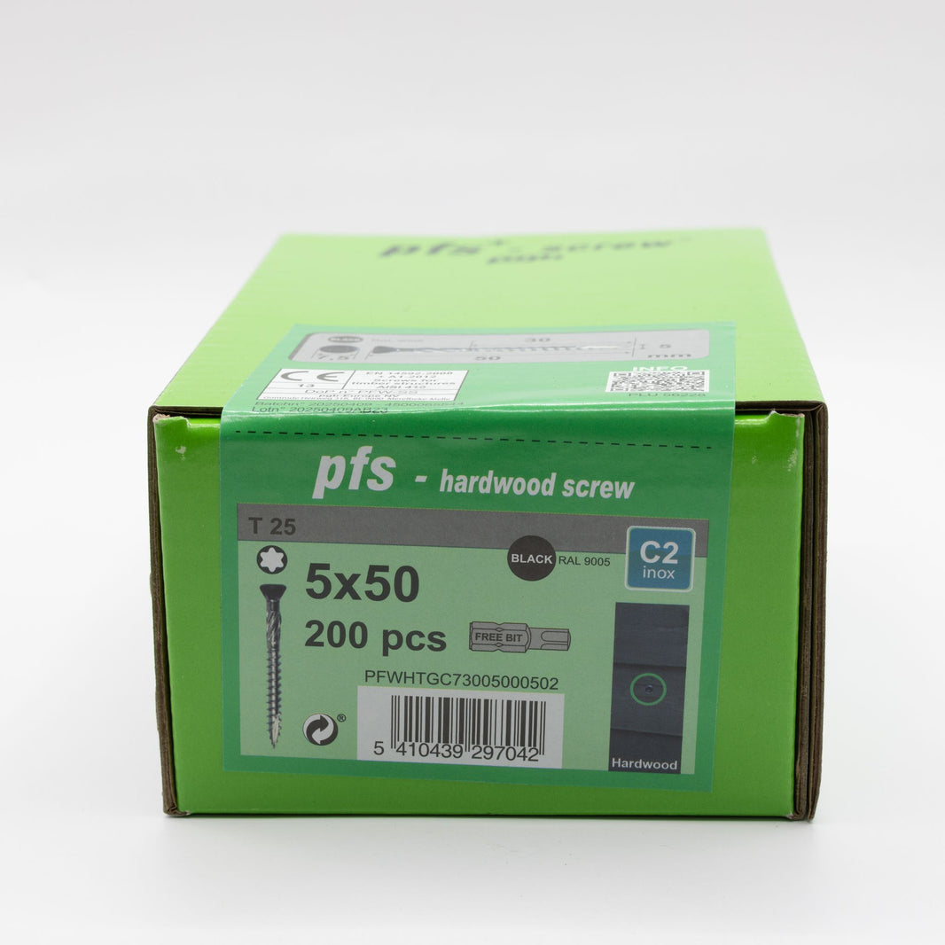 PGB 5.0x50/30mm TORX tuinhoutschroeven zwart RVS C2 200st