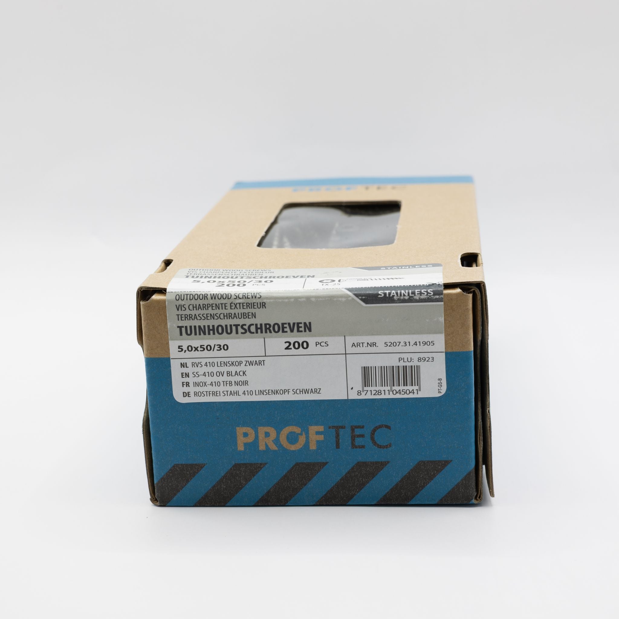 Proftec 5.0x50/30mm TORX tuinhoutschroeven zwart RVS-410 200st