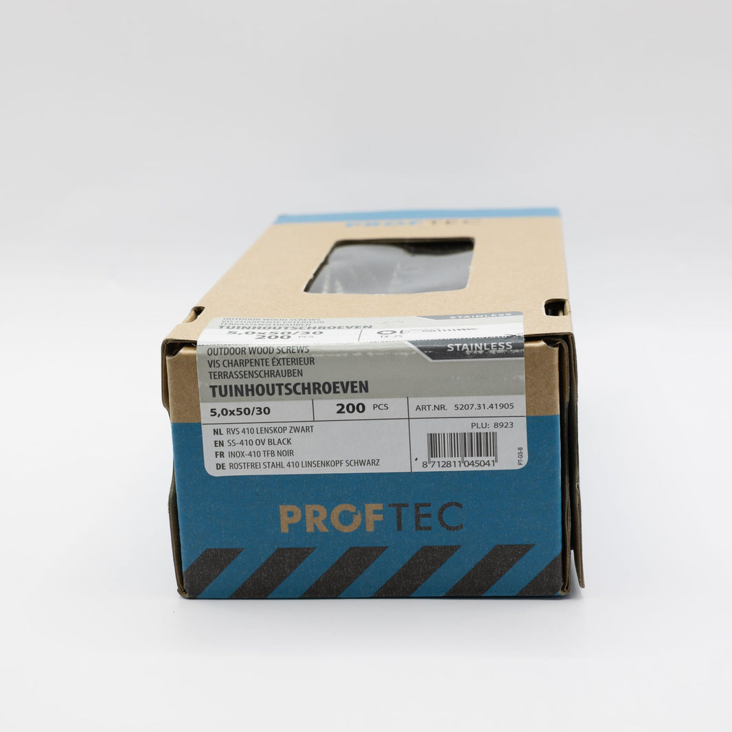 Proftec 5.0x50/30mm TORX tuinhoutschroeven zwart RVS-410 200st