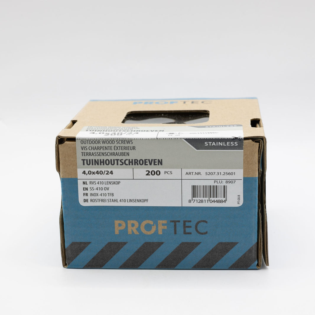 Proftec 4.0x40/24mm TORX tuinhoutschroeven RVS-410 200st
