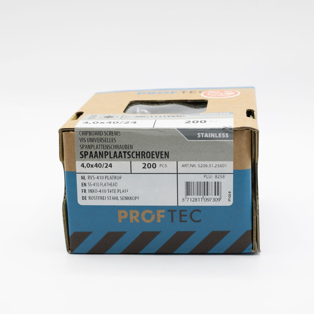 Proftec 4.0x40/24mm TORX spaanplaatschroeven RVS-410 200st