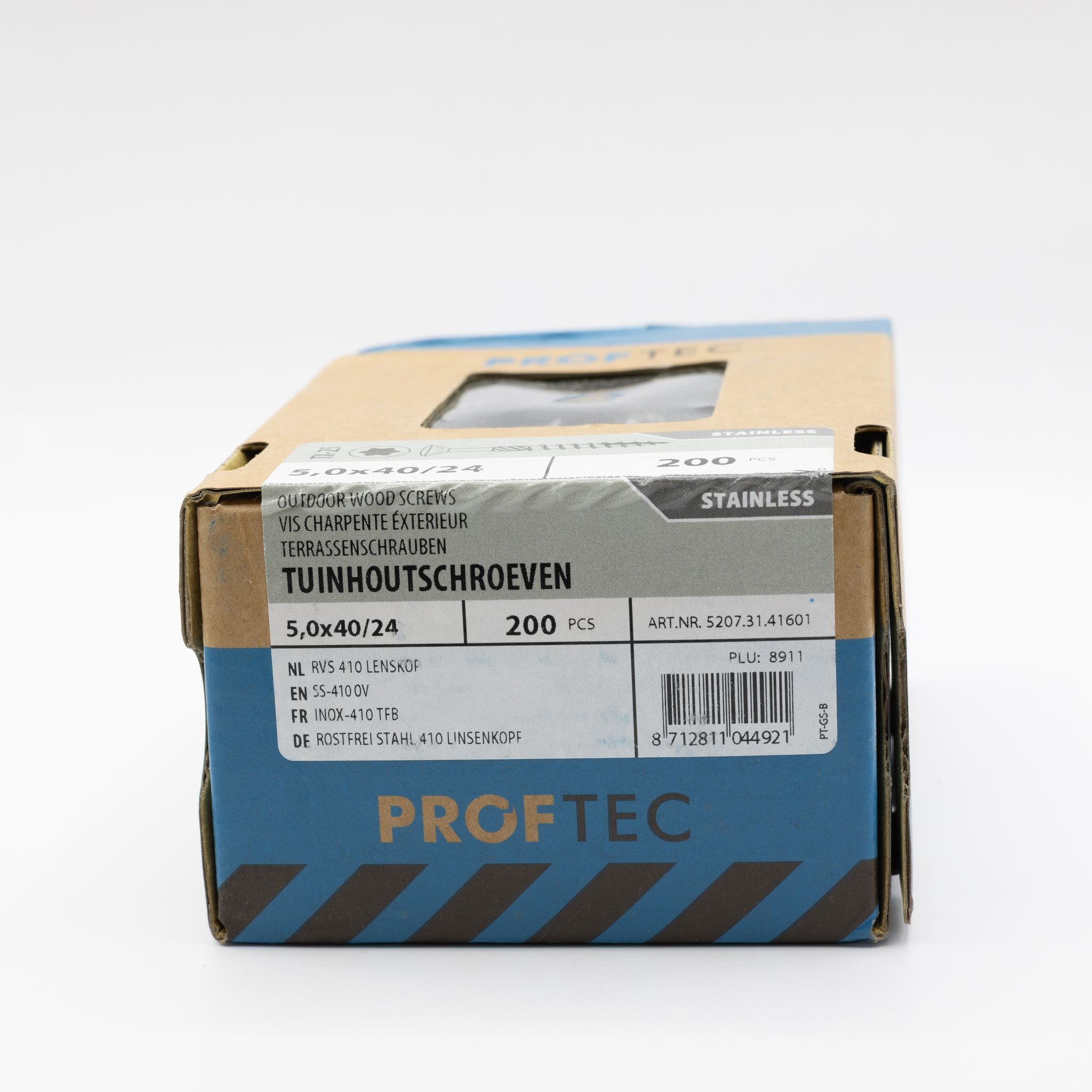 Proftec 5.0x40/24mm TORX tuinhoutschroeven RVS-410 200st