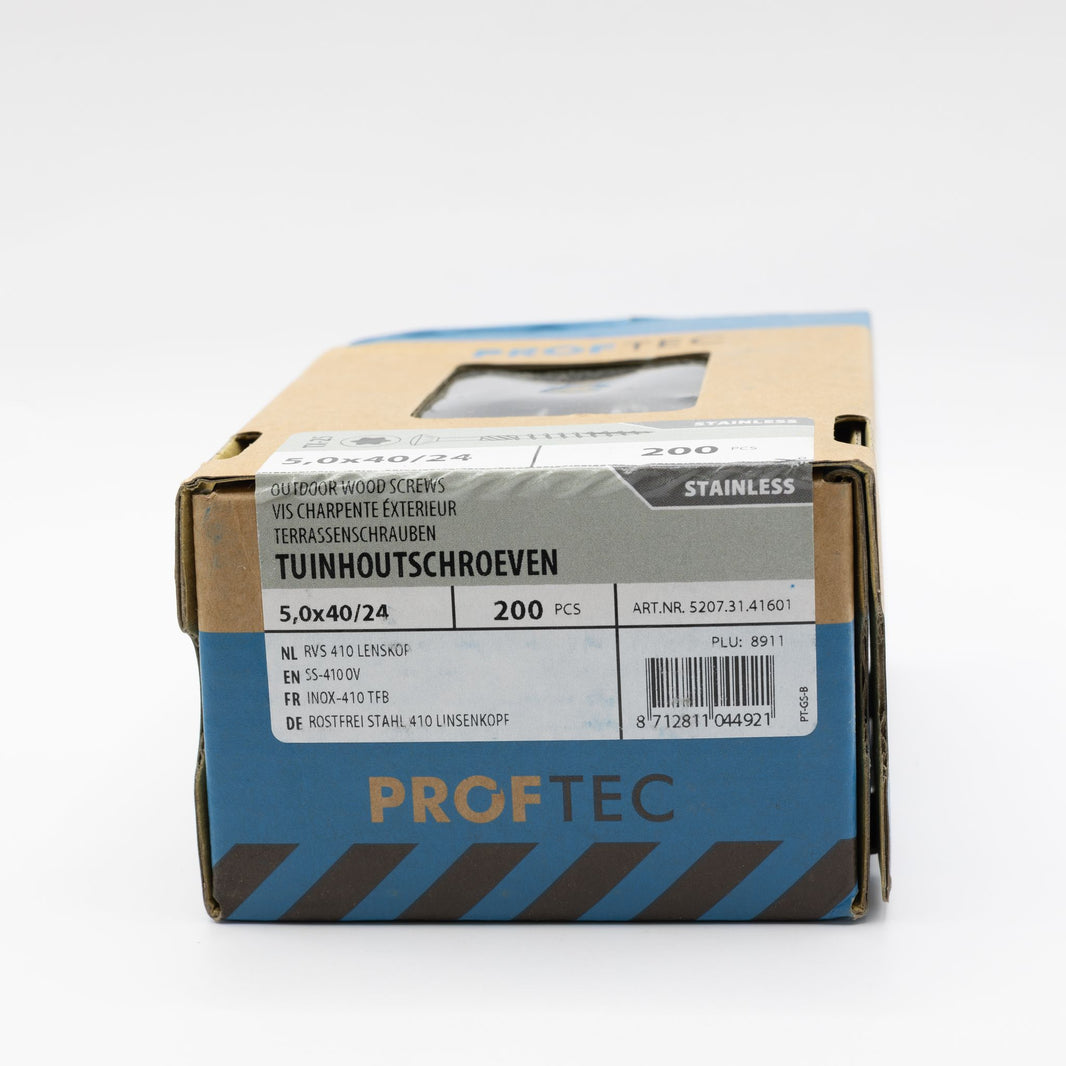 Proftec 5.0x40/24mm TORX tuinhoutschroeven RVS-410 200st