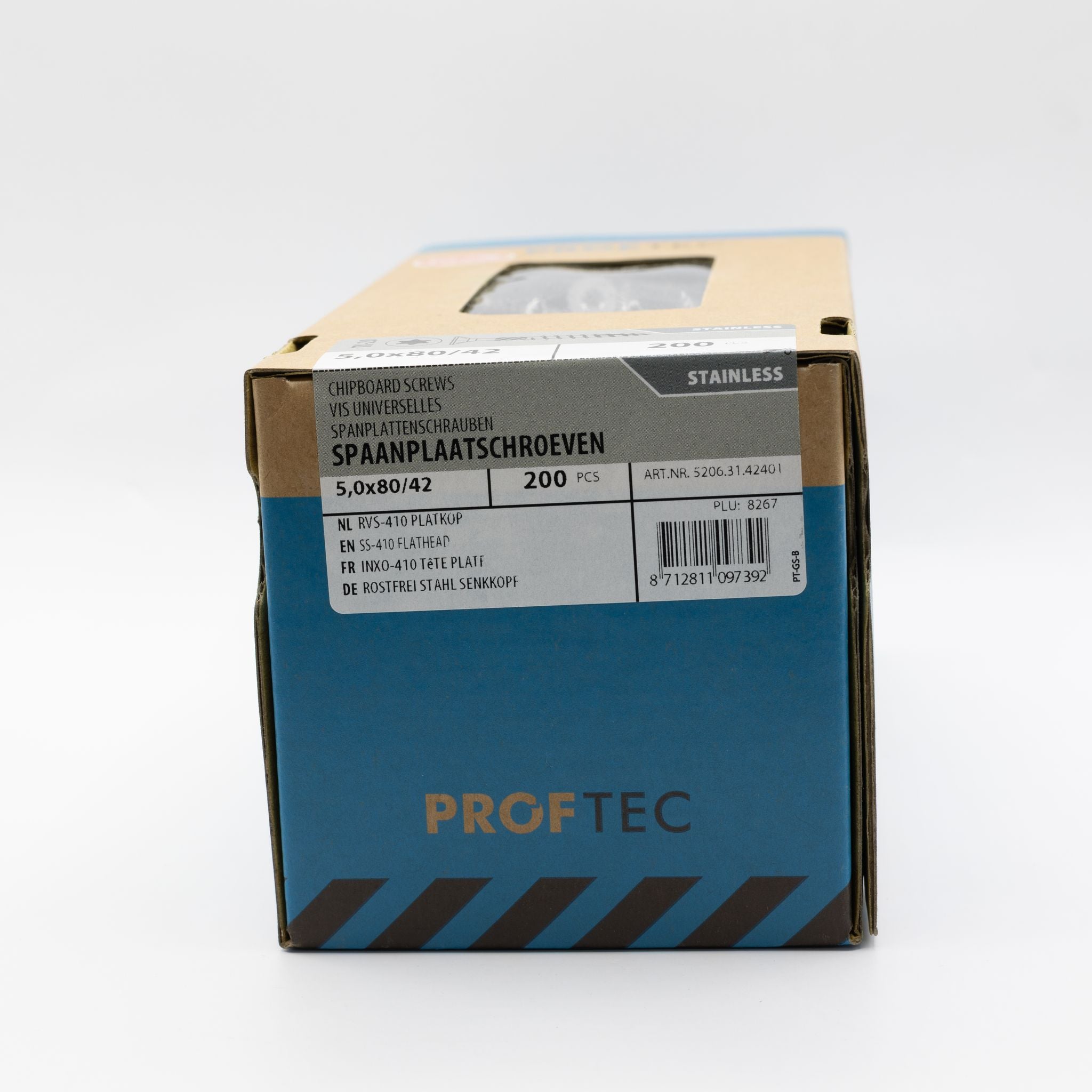 Proftec 5.0x80/42mm TORX spaanplaatschroeven RVS-410 200st