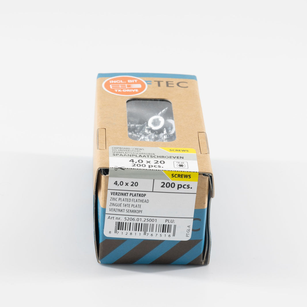 Proftec 4.0x20mm TORX spaanplaatschroeven verzinkt 200st