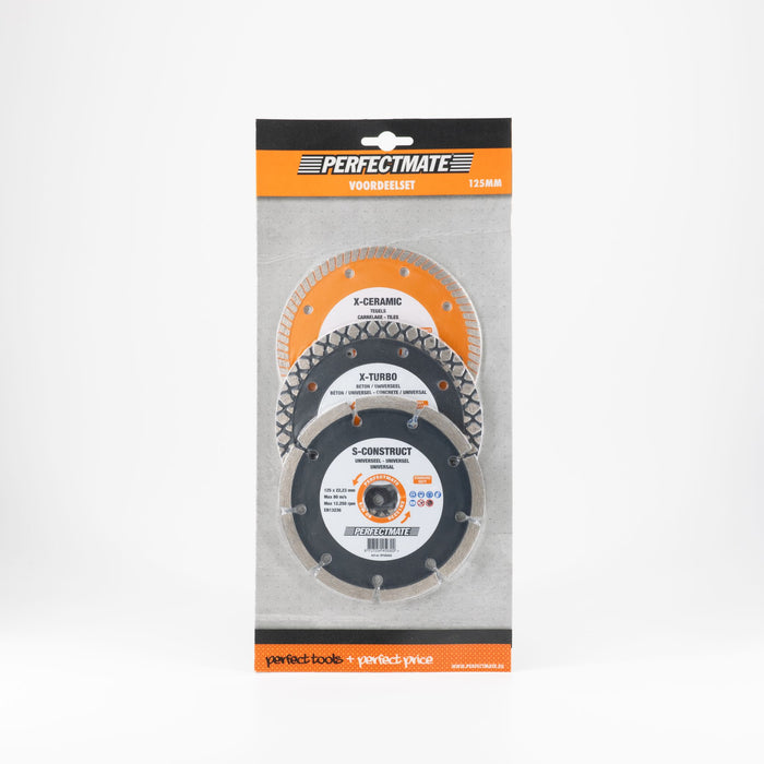 Perfectmate diamantzaagbladen 3-in-1 voordeelset 125x22.23mm