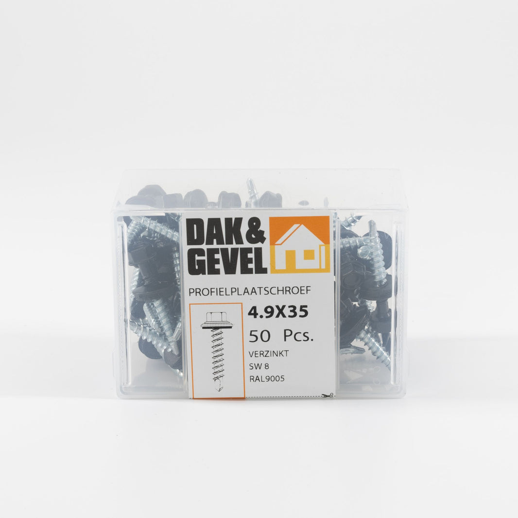 Dak&Gevel 4.9x35mm profielplaatschroef verzinkt zwart 200st