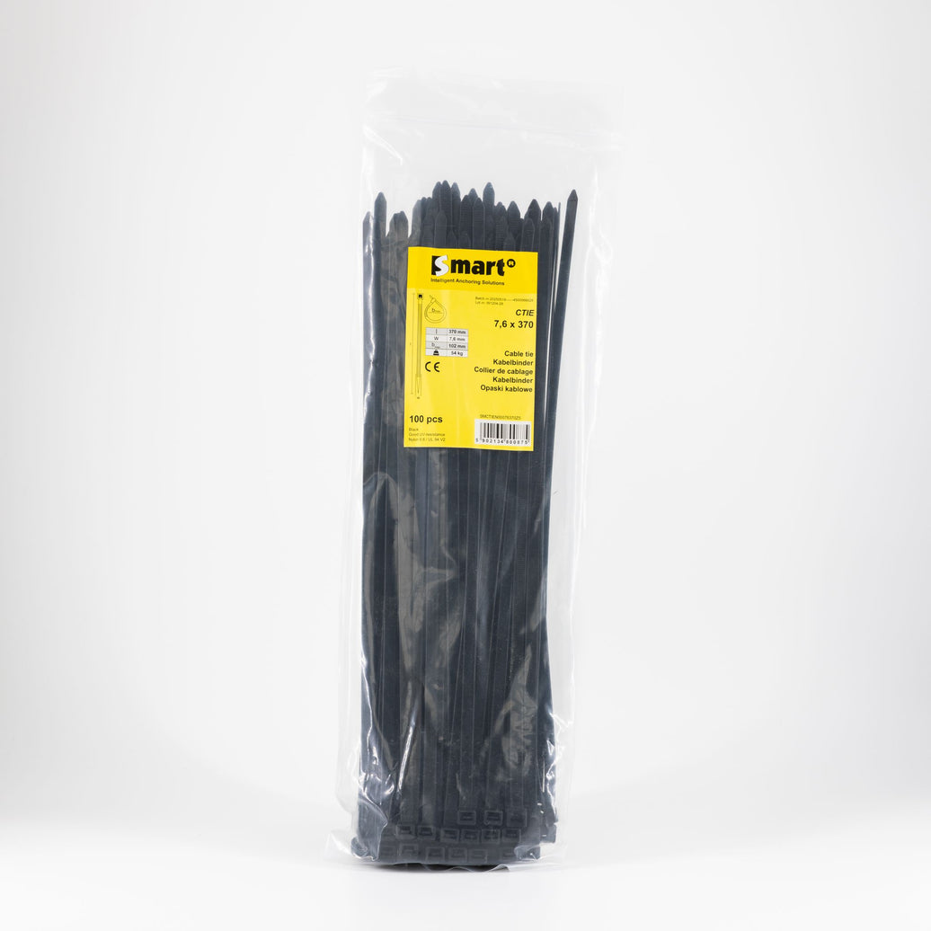Smart 7.6x370 kabelbinder zwart 100st