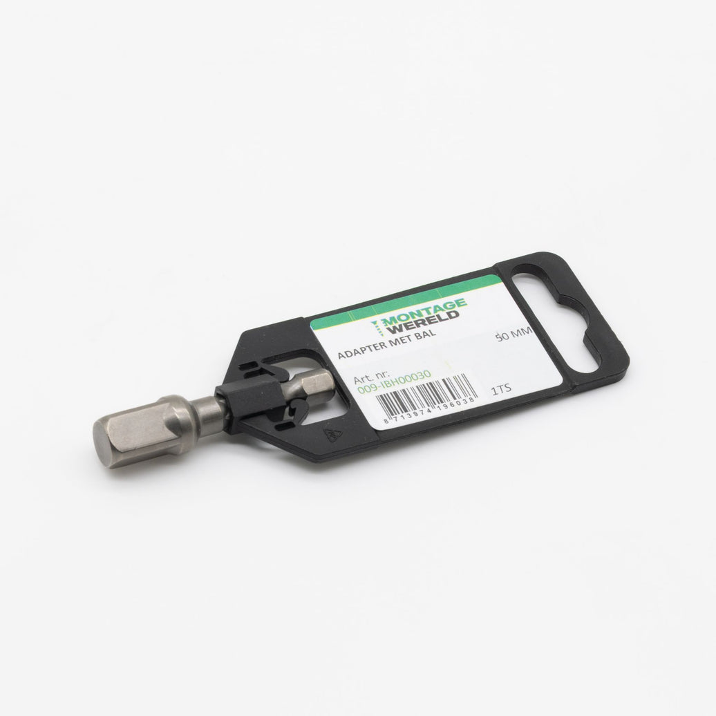 Adapter 1/4" Quicklock naar 3/8" vierkant met bal 50mm