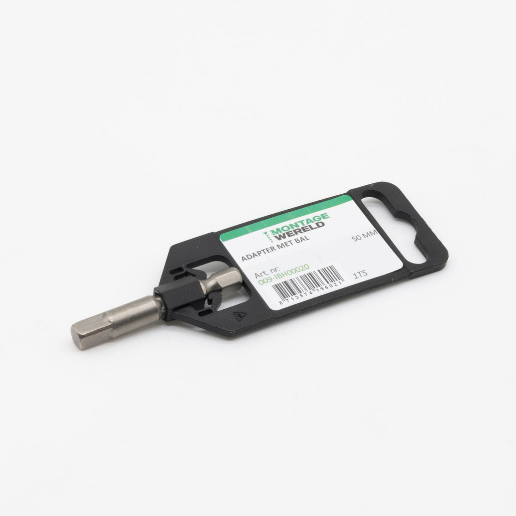 Adapter 1/4" Quicklock naar 1/4" vierkant met bal 50mm
