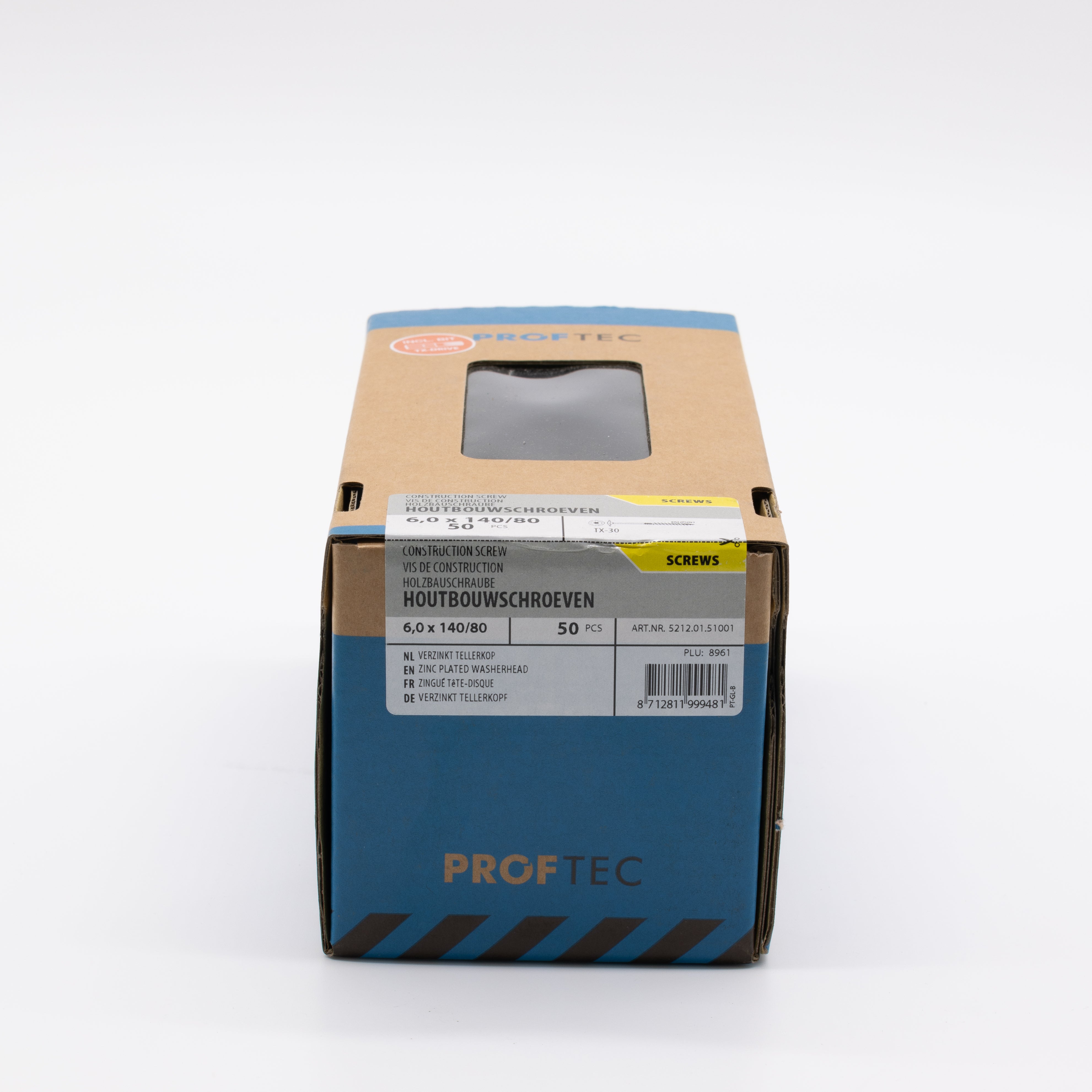 Proftec 6.0x140/80mm TORX houtbouwschroef verzinkt 50st